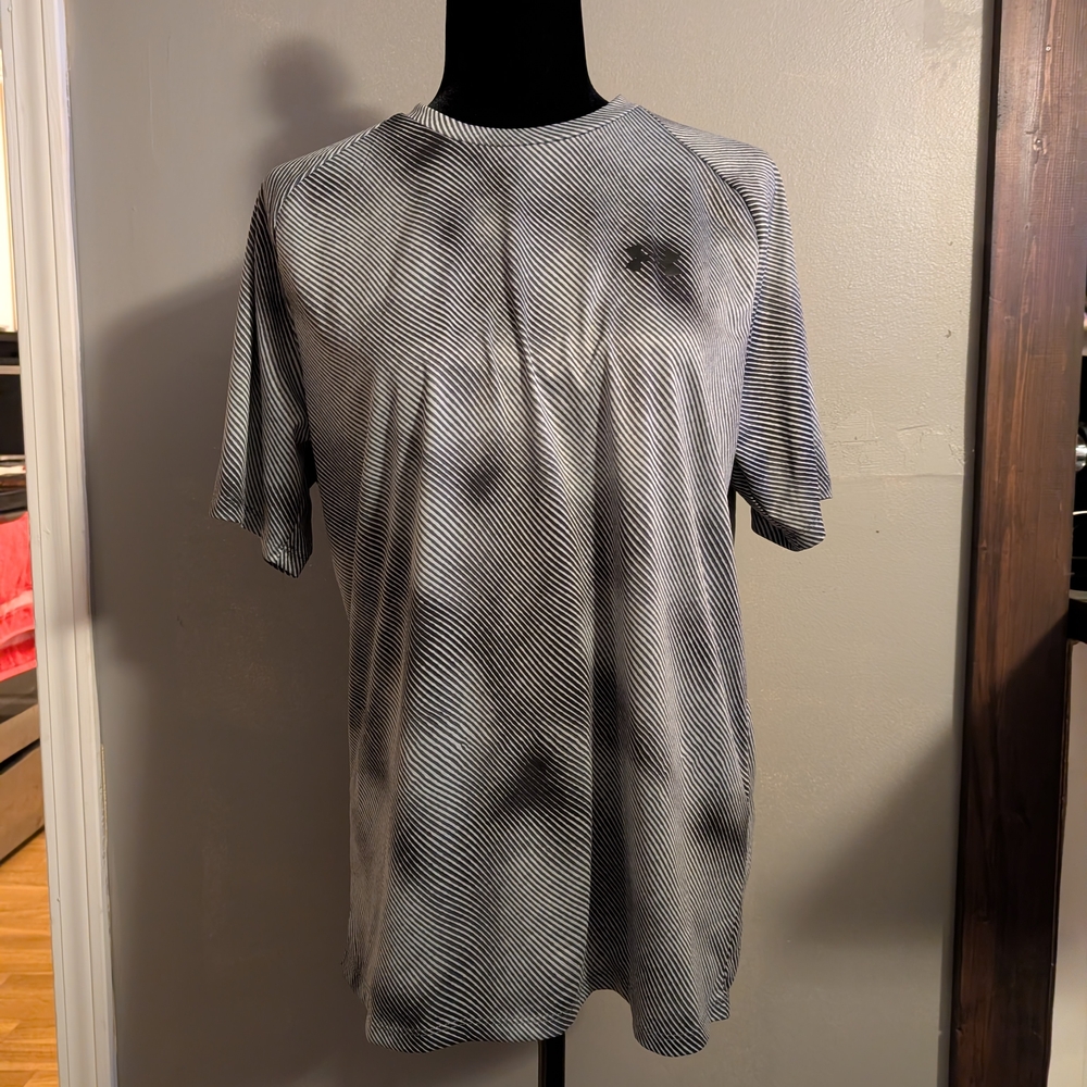 Men's Black and Gray Athletic Striped Shirt